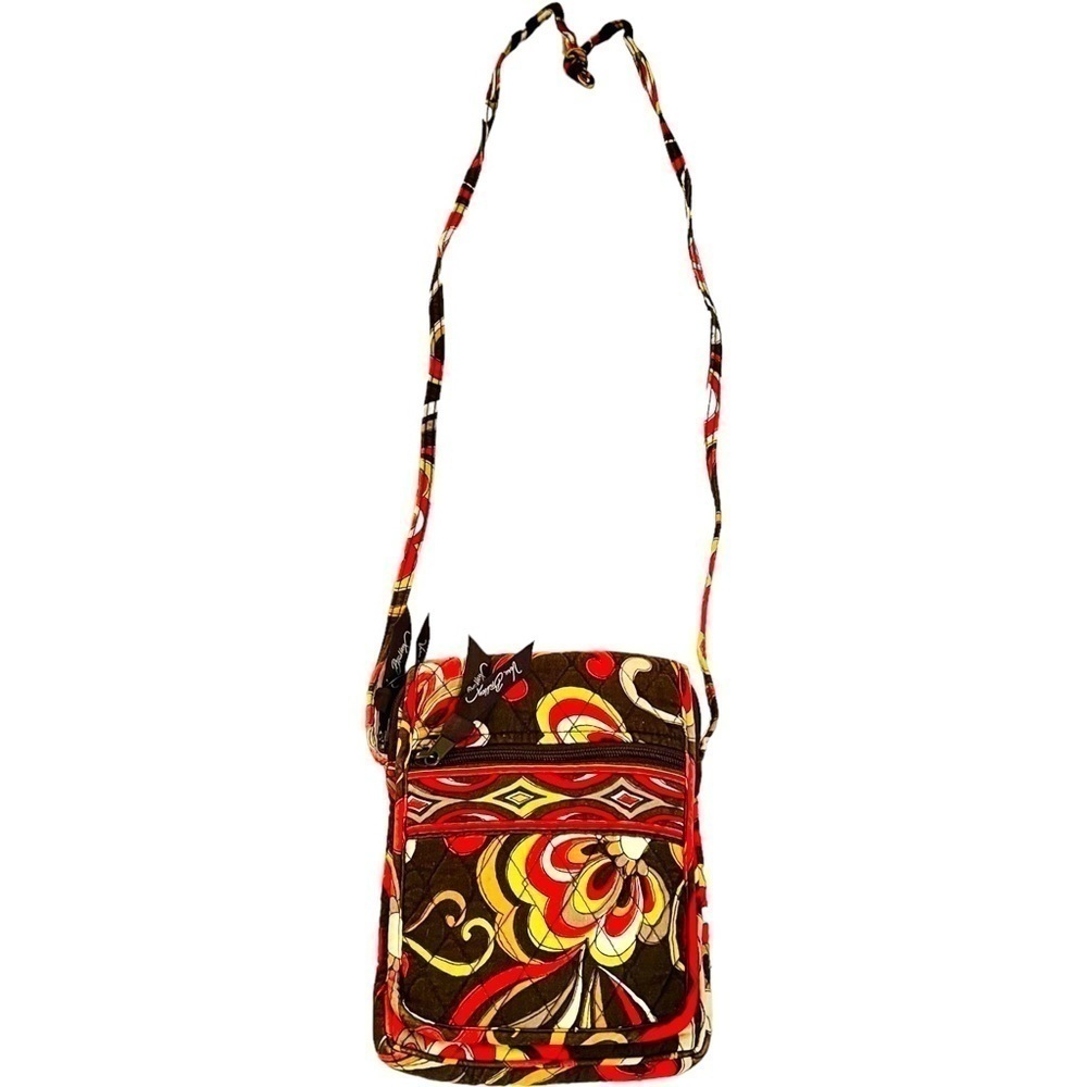 Vera Bradley Puccini Mini Crossbody Hipster Retried Brown Yellow Quilted Cotton - Picture 3 of 15